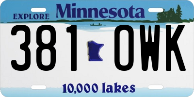 MN license plate 381OWK