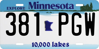 MN license plate 381PGW