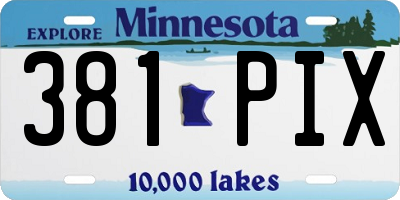 MN license plate 381PIX