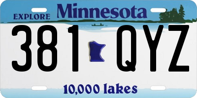 MN license plate 381QYZ