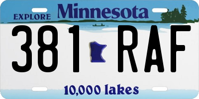 MN license plate 381RAF