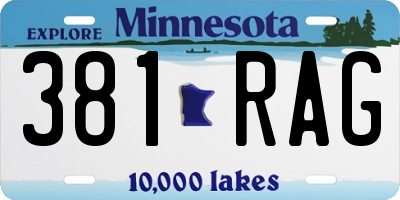 MN license plate 381RAG