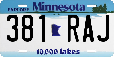 MN license plate 381RAJ