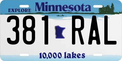 MN license plate 381RAL