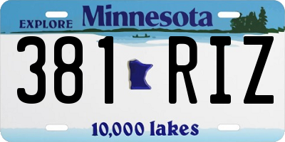 MN license plate 381RIZ