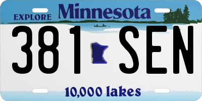 MN license plate 381SEN
