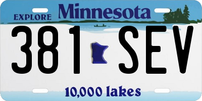 MN license plate 381SEV