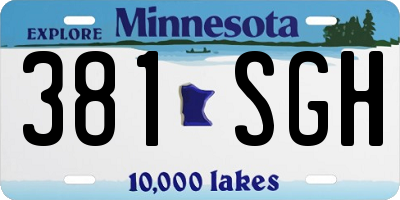 MN license plate 381SGH