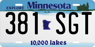 MN license plate 381SGT