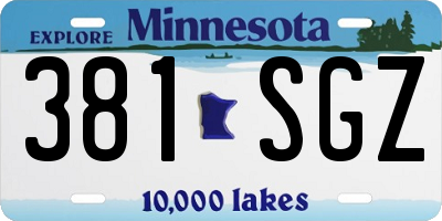 MN license plate 381SGZ
