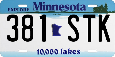 MN license plate 381STK