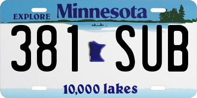MN license plate 381SUB