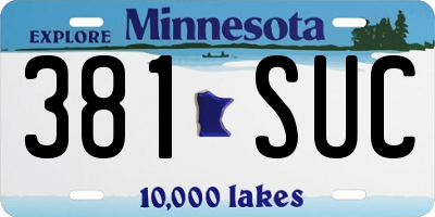 MN license plate 381SUC