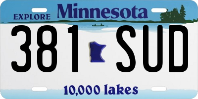 MN license plate 381SUD