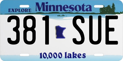 MN license plate 381SUE