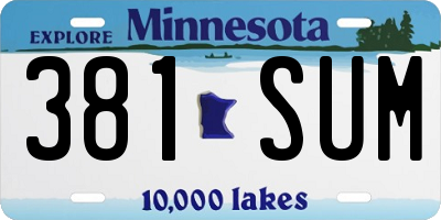 MN license plate 381SUM