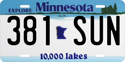 MN license plate 381SUN