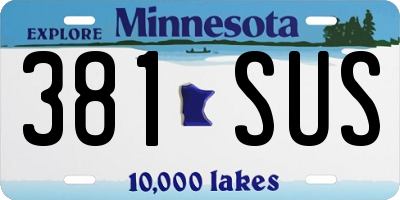 MN license plate 381SUS