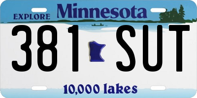 MN license plate 381SUT