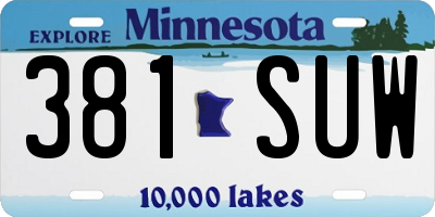 MN license plate 381SUW