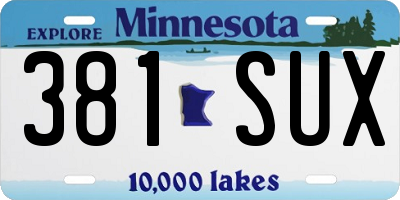 MN license plate 381SUX