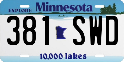 MN license plate 381SWD