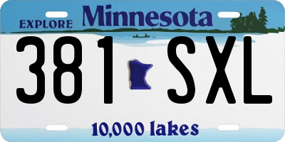 MN license plate 381SXL