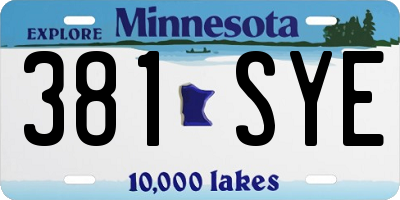 MN license plate 381SYE