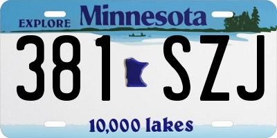 MN license plate 381SZJ