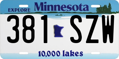 MN license plate 381SZW