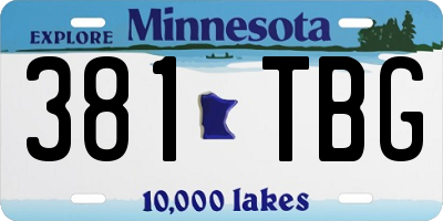 MN license plate 381TBG
