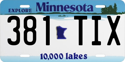 MN license plate 381TIX
