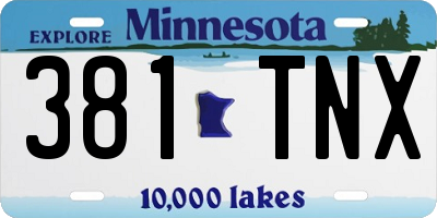 MN license plate 381TNX