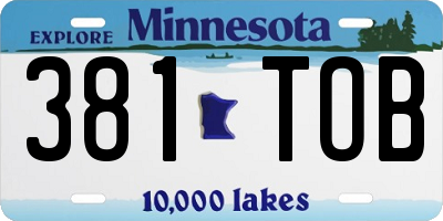 MN license plate 381TOB