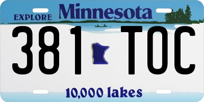 MN license plate 381TOC