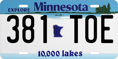 MN license plate 381TOE