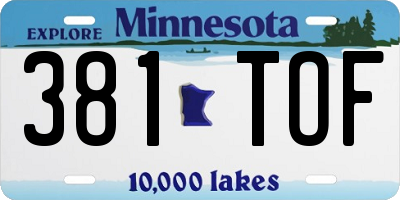 MN license plate 381TOF