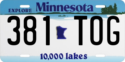 MN license plate 381TOG