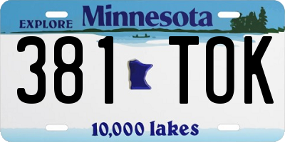 MN license plate 381TOK