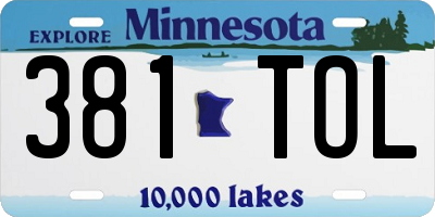 MN license plate 381TOL