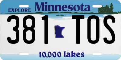 MN license plate 381TOS