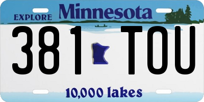 MN license plate 381TOU