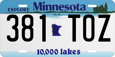 MN license plate 381TOZ