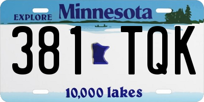 MN license plate 381TQK