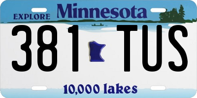 MN license plate 381TUS
