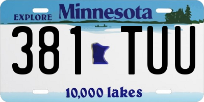 MN license plate 381TUU