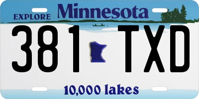 MN license plate 381TXD