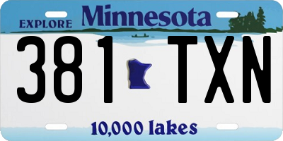MN license plate 381TXN