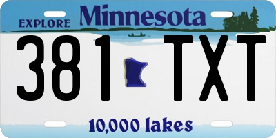 MN license plate 381TXT