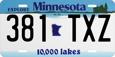 MN license plate 381TXZ